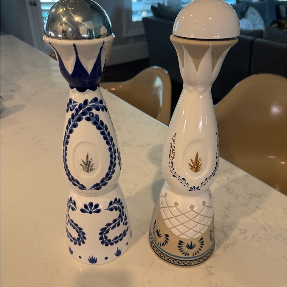 Empty clase azul bottles
